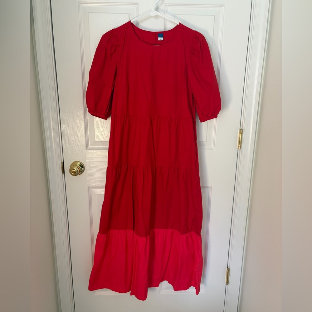 Old Navy Vibrant Red Puff-Sleeve Maxi Dress